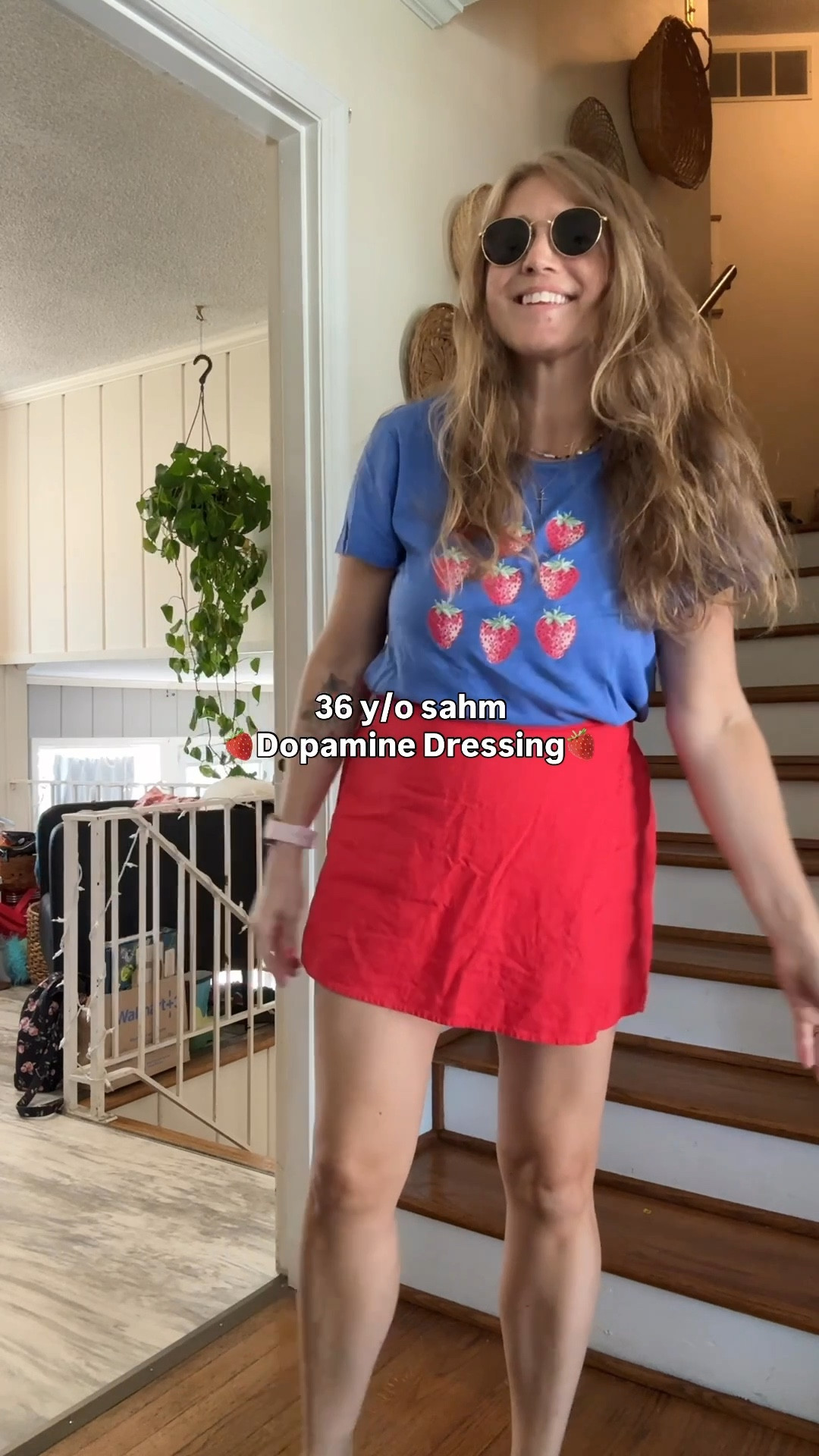 Dopamine dressing with fun bright colors. Strawberry t-shirt with red linen blend skort. 🍓 casual style, mom style, and say mom outfits 

#LTKStyleTip #LTKFindsUnder50 #LTKSaleAlert