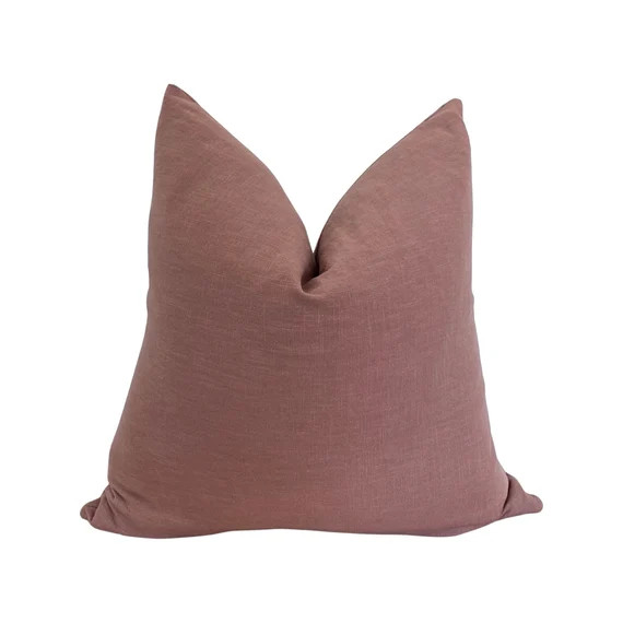 Solid Mauve Linen Cotton Blend Throw Pillow Cover, Cover Only Multiple Sizes Available | Etsy (US)