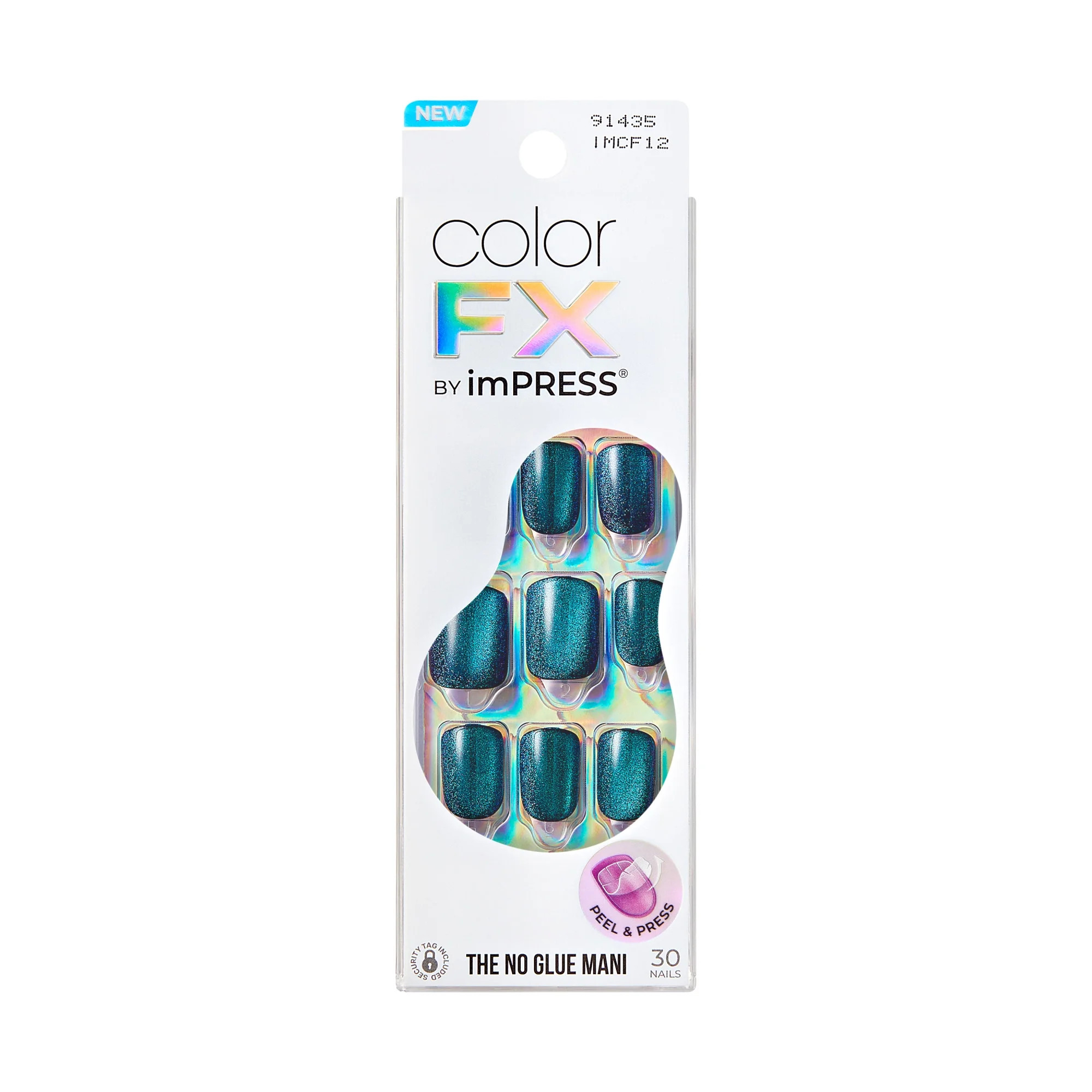 Kiss imPRESS Color FX  Short Squoval Press-on Nails, Green, 30 Pieces - Walmart.com | Walmart (US)
