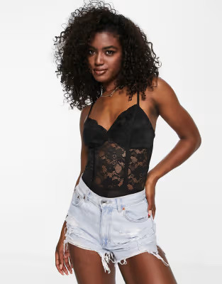 New Look lace bodysuit in black | ASOS (Global)