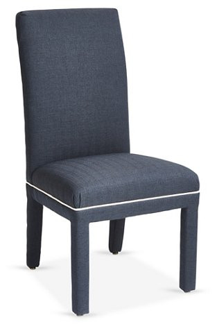 Monroe Side Chair, Navy/White Crypton | One Kings Lane