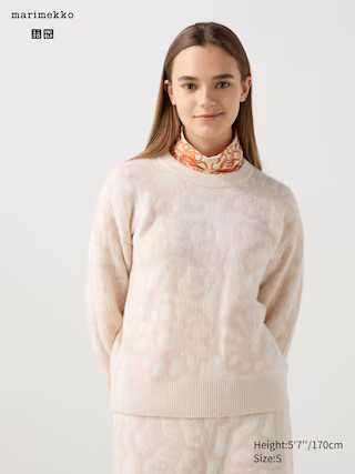 WOMEN'S MARIMEKKO 100% LAMBSWOOL CREW NECK SWEATER | UNIQLO AU | Uniqlo Australia