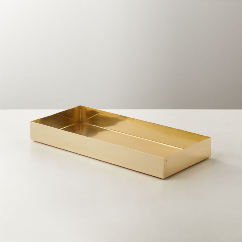 Elton Polished Brass Tank Tray + Reviews | CB2 | CB2