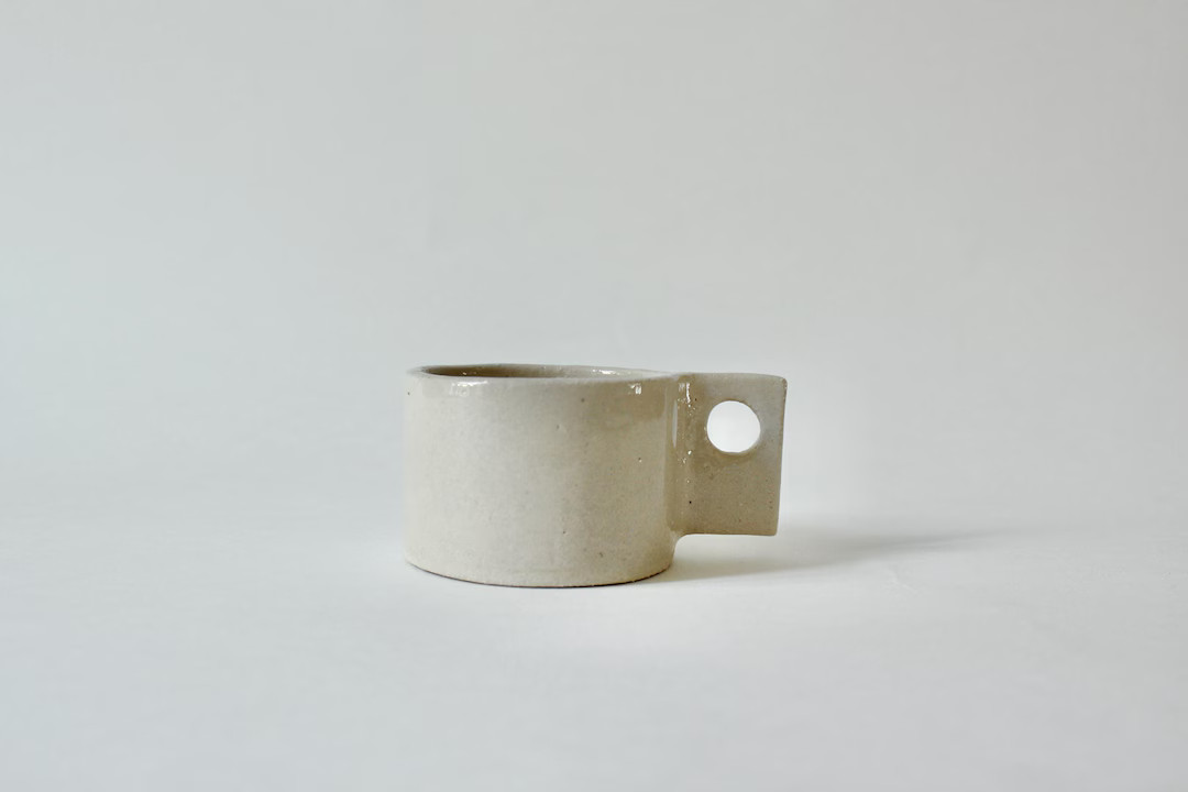 Minimalist Design Ceramic Espresso Cup - White Chamotte Stoneware - Handcrafted in France - Etsy | Etsy (US)