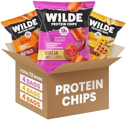 WILDE Protein Chips Variety Pack, High Protein Snacks for Adults, Keto Chips, Gluten Free, Low Ca... | Amazon (US)