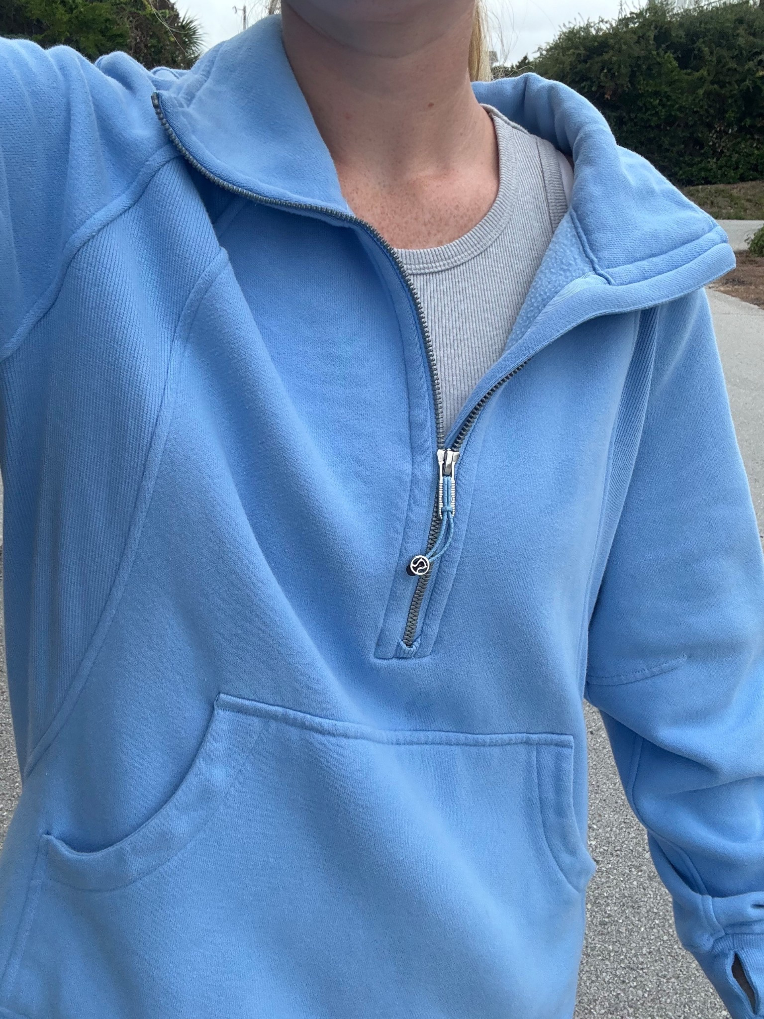The best oversized zip ups! I don’t see the color I’m wearing but here are some similar ones.