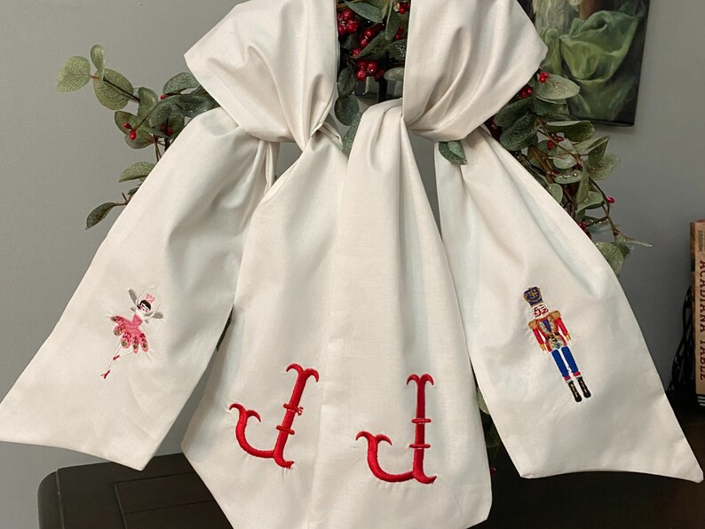 Christmas Nutcracker Embroidered Wreath Wrap or Sash White Wreath Sash Clara and the Nutcracker | Etsy (US)