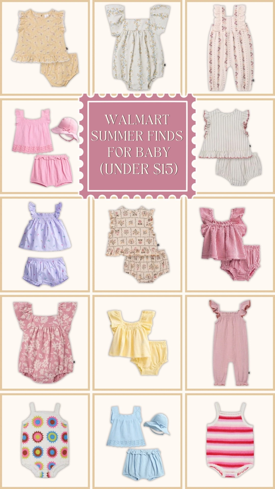 Summer outfits for baby girl! Beach vacation outfit for toddler girl. Walmart deals 0M-2T summer sets and onesies for girls. Budget fashion for babies. Baby shower gift. Baby shower registry. First birthday present.

#LTKKids #LTKBaby #LTKBump