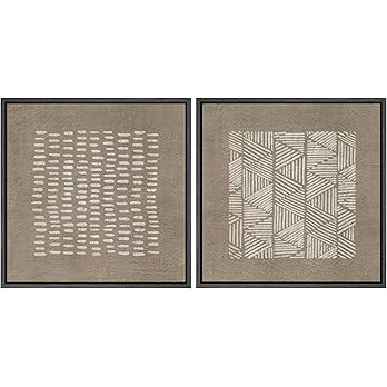 SIGNFORD Framed Canvas Print Wall Art Set Minimalist Line Patterns on Textured Background Modern ... | Amazon (US)