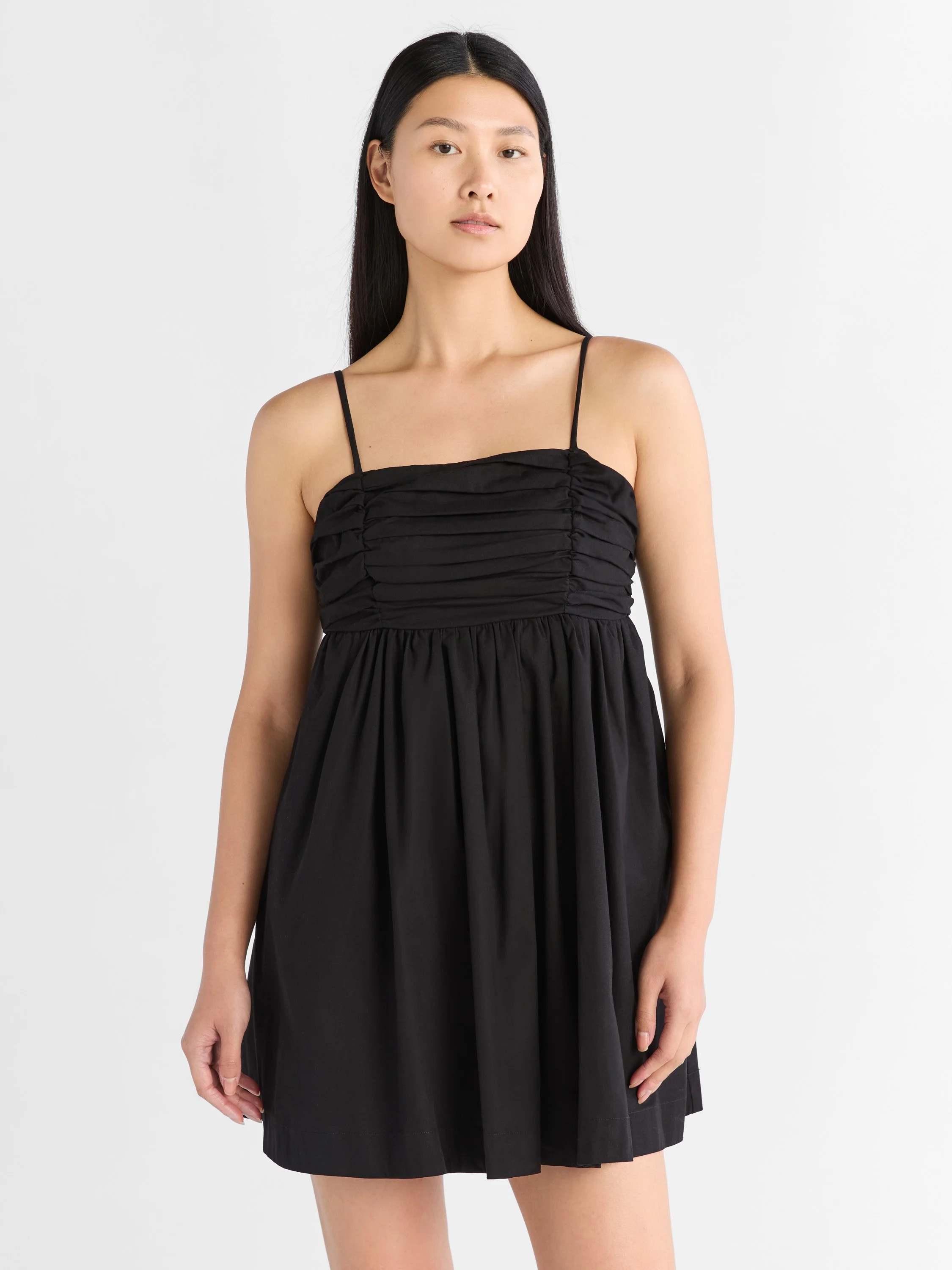 Free Assembly Women's Pleated Cotton Mini Dress, Sizes XS-XXXL | Walmart (US)