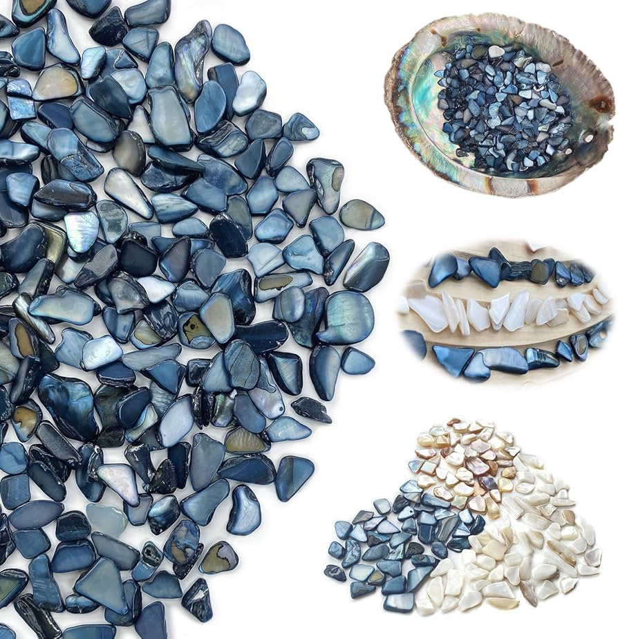 Yew & Tulip Natural Crushed Shells Chips, 32oz (2 lbs) Irregular Mother of Pearl Mosaic Fragments... | Amazon (US)