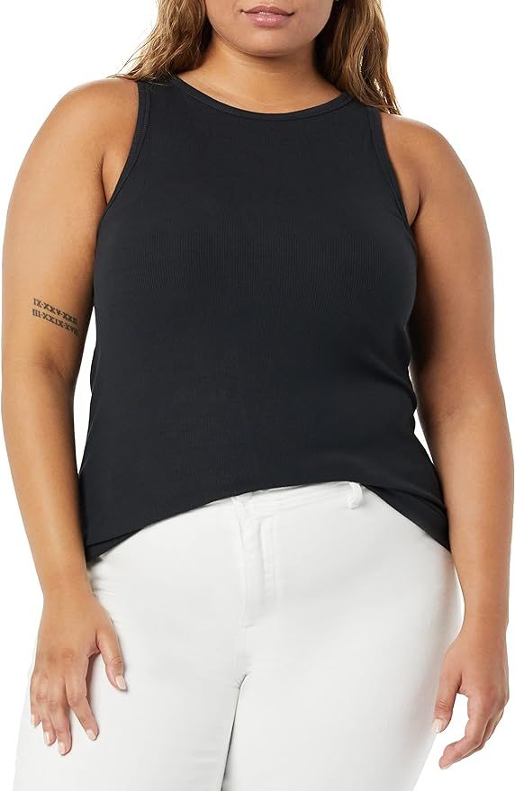 Amazon.com: Amazon Brand Daily Ritual Women's Fine Rib Racerfront Tank Shirt, -Black, Small : Clo... | Amazon (US)