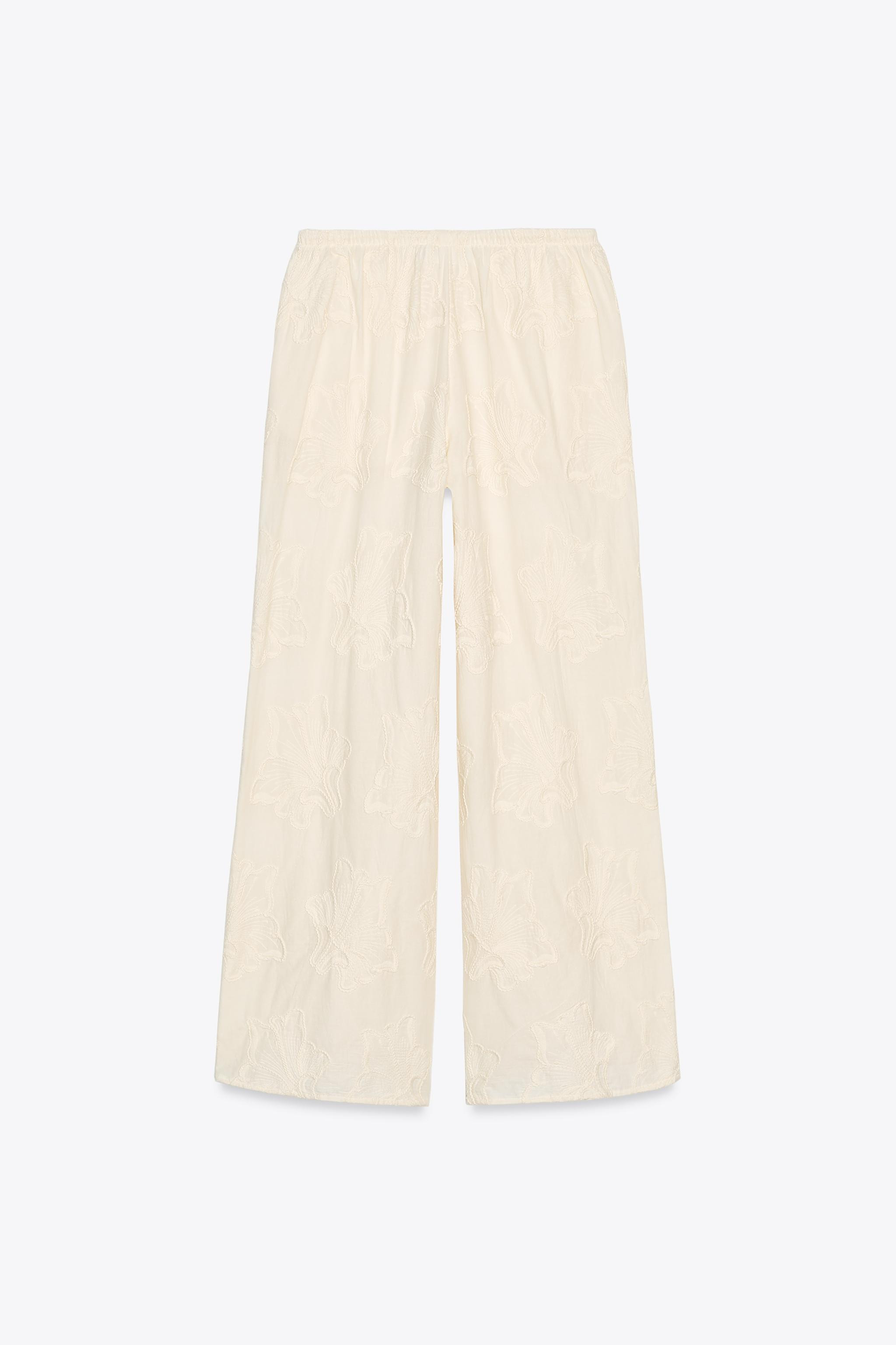 ZW COLLECTION EMBROIDERED PYJAMA TROUSERS | Zara US