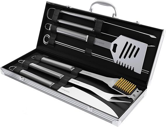 Home-Complete HC-1005 Barbecue, Includes Spatula, Tongs, Basting Brush 7-Piece Stainless Steel Co... | Amazon (US)