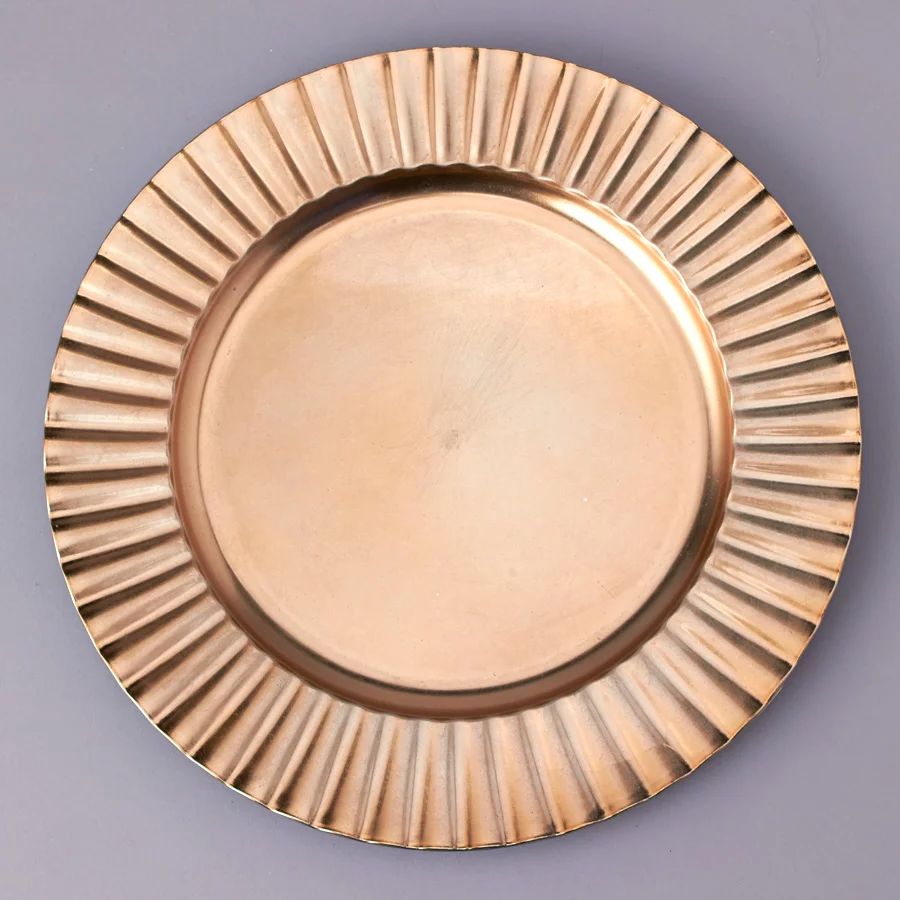 Simply Elegant 13" Plastic Charger Plates (6-Pack) Round, Fluted Edge, Shiny Foil Finish, Gold | Walmart (US)