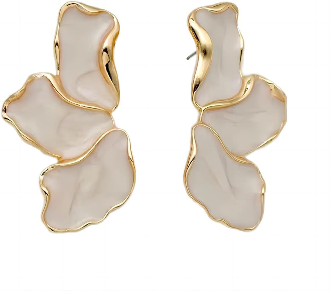 Irregular Petal Earrings For Women Stainless Steel Unique Statement Flower Dangle Earrings Trendy... | Amazon (US)