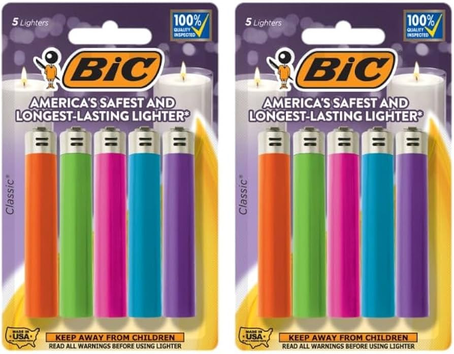 BIC Classic Lighters, Pocket Style, Lighter for Candles, Assorted Colors (Packaging May Vary), 10... | Amazon (US)