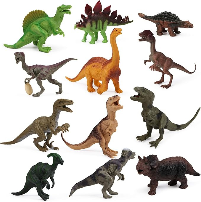 UANDME 12pcs Dinosaur Figures for Boys Realistic Dinosaur Toys for Kids 3-5 Dinosaur Cake Toppers... | Amazon (US)
