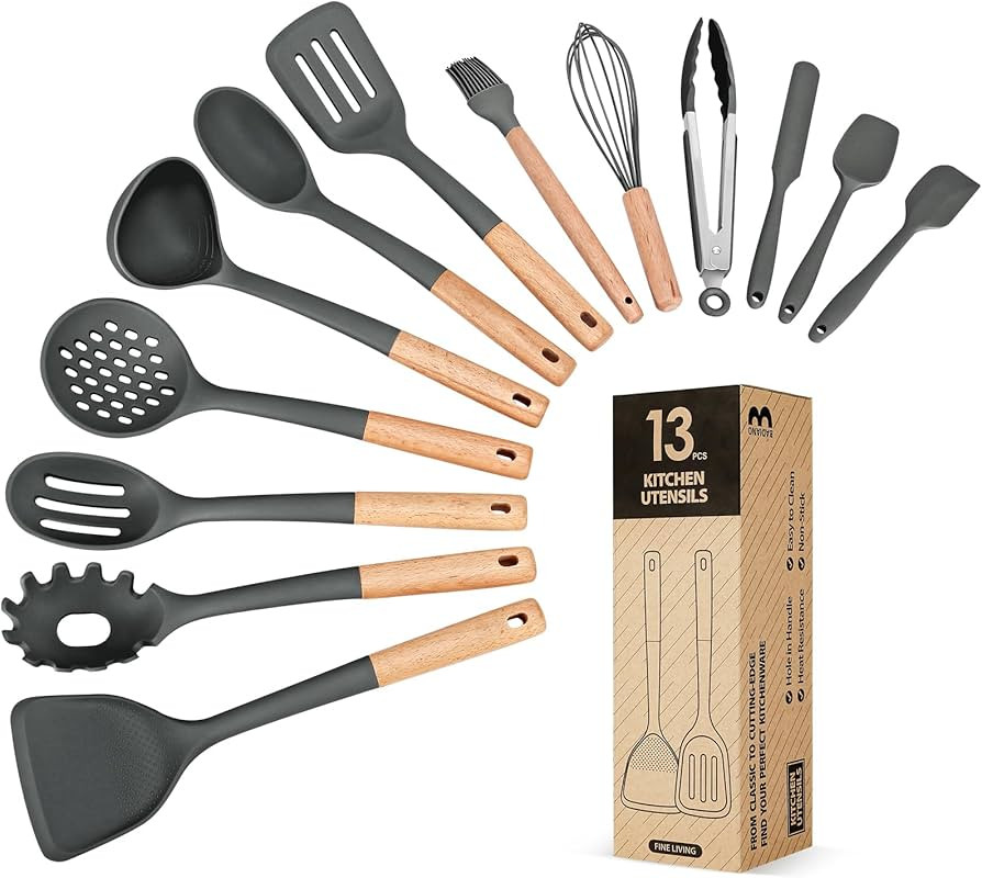 Kitchen Utensils Set, 13PCS Silicone Cooking Utensils, Heat Resistant Kitchen Utensil Spatula Set... | Amazon (US)