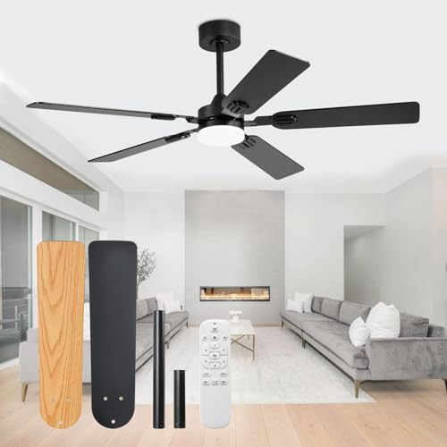 Ceiling Fans with Lights and Remote 52 Inch, 5%-100% Stepless Dimming Reversible,3000K-6500K Sele... | Amazon (US)