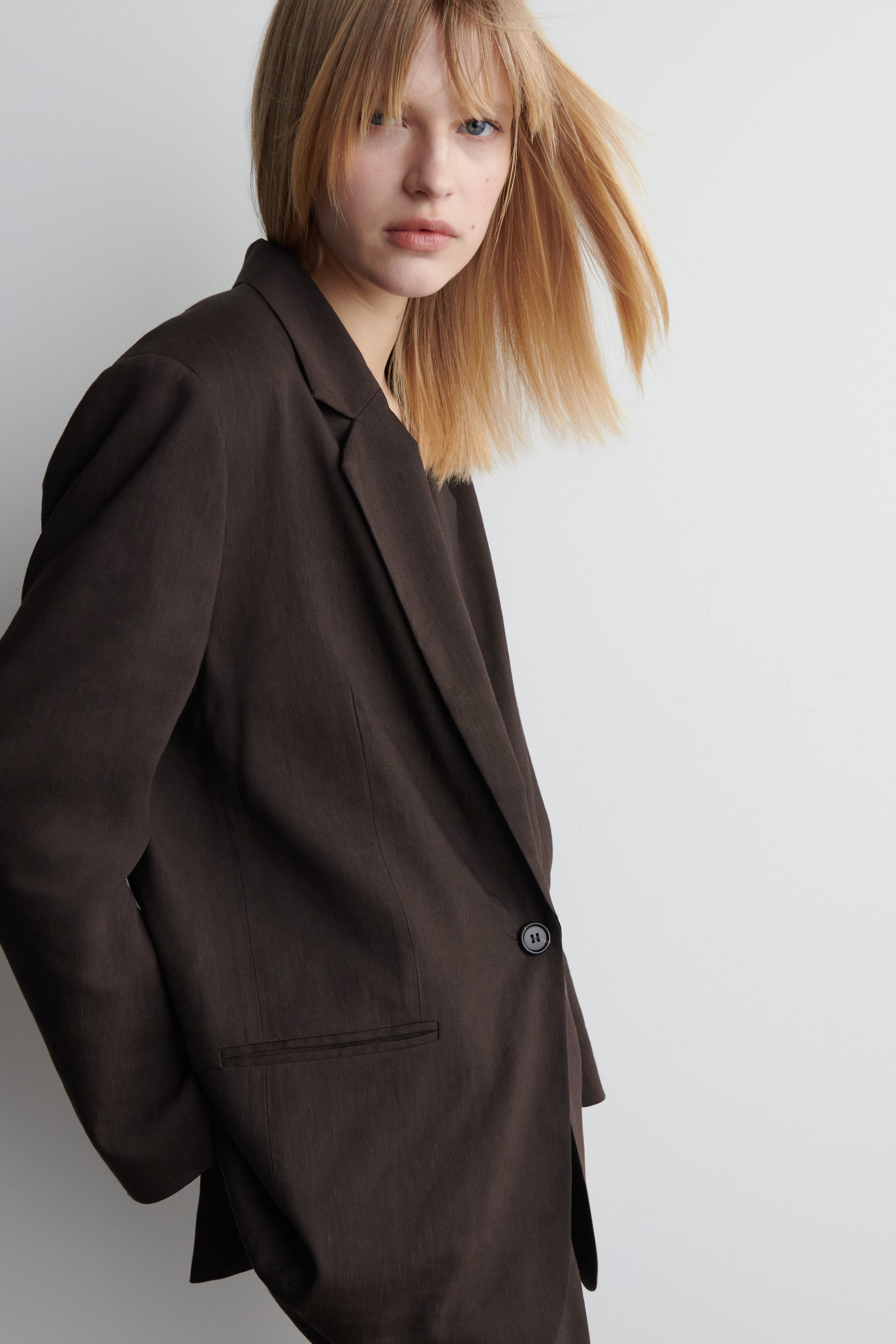 SINGLE-BREASTED LINEN BLAZER - DARK BROWN | COS | COS (EU)