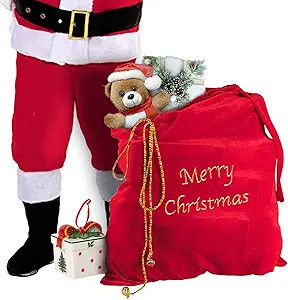 ReneeCho Santa Christmas Bag Gift Sack X-mas Accessories 30x35 inches Large Size | Amazon (US)
