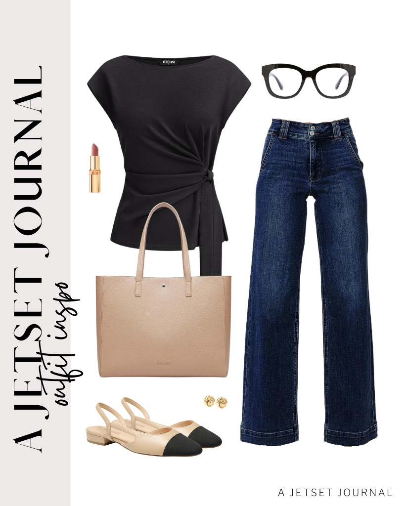 This look centers on BTFBM’s crew-neck blouse and straight-leg jeans. So many are obsessed with this CHUNLI laptop tote bag, and it goes well with this outfit. For your footwear, you can wear DREAM PAIRS’ slingback flats, then finish the look with these modern blue-light glasses from Peepers.

#LTKSeasonal #LTKSaleAlert #LTKTravel 

 