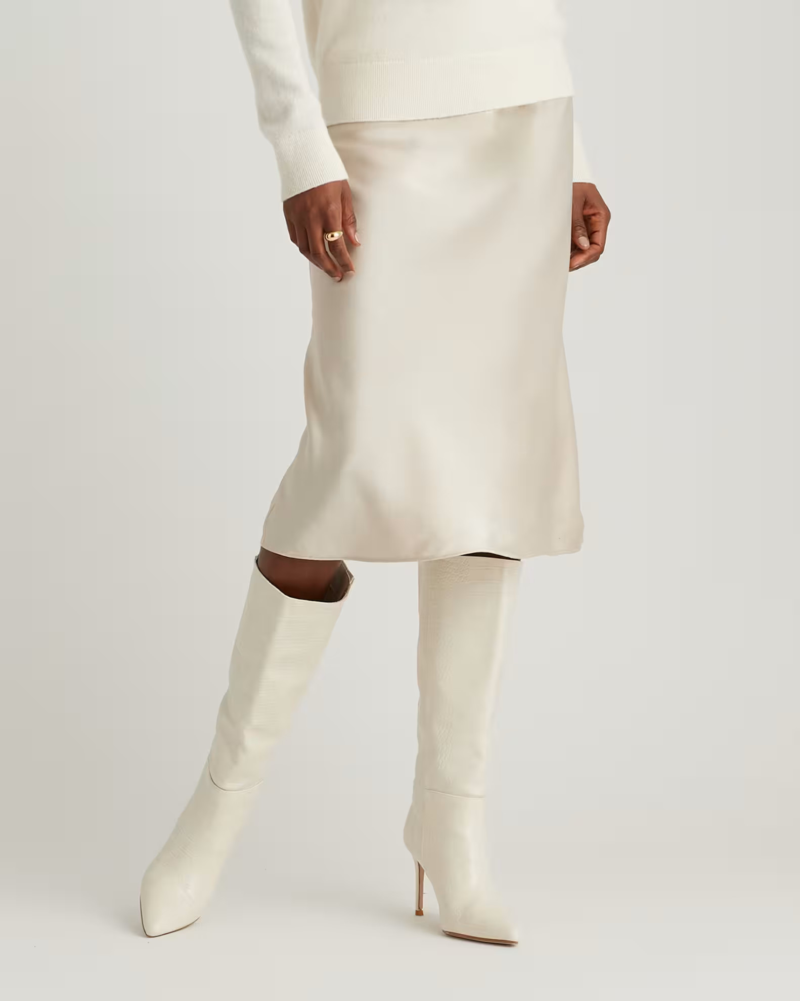 100% Washable Silk Skirt | Quince in Champagne | Quince