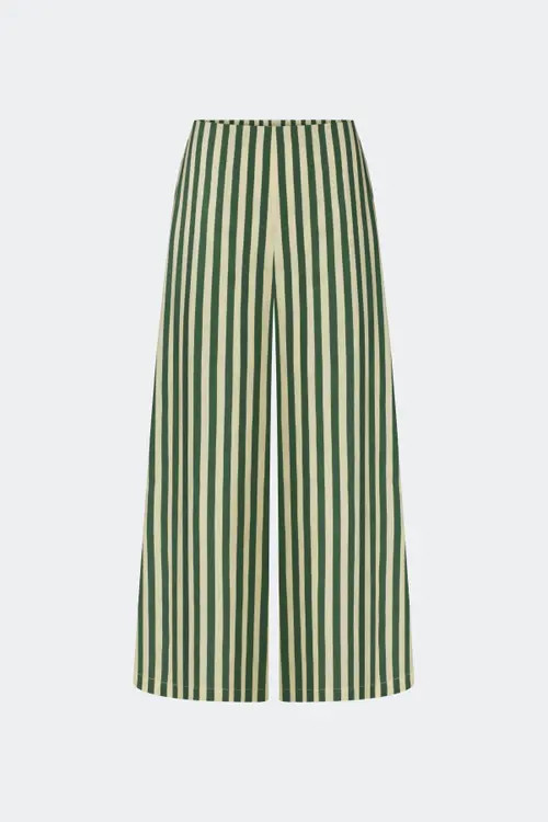 SIMONMILLER Toni Poplin Wide-Leg Cropped Pant in Gummy Green/ecru at Nordstrom, Size X-Large | Nordstrom