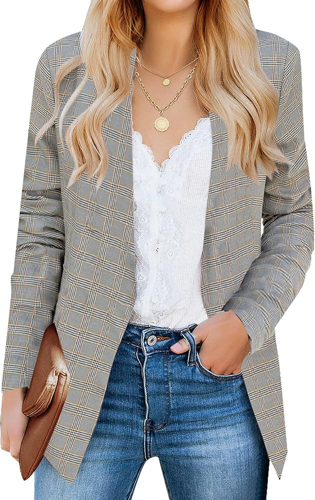luvamia Women's Casual Long Sleeve Lapel Button Slim Work Office Blazer Jacket | Amazon (US)