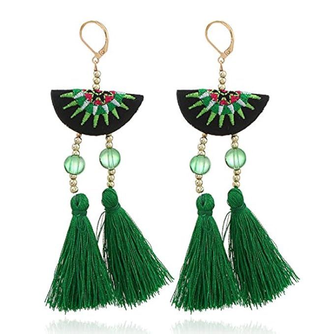 Lambent Colorful Handmade Bohemian Tassel Earrings Vintage Ethnic Jewelry Earrings | Amazon (US)