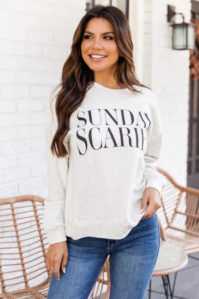 Sunday Scaries Heather Sand Graphic Sweatshirt | The Pink Lily Boutique