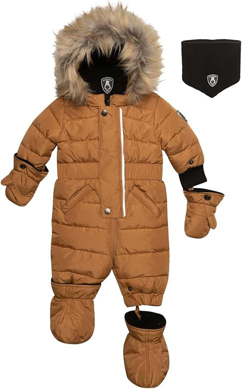 Deux par Deux Solid One Piece Baby Snowsuit Brown Sugar Baby Unisex Toddler - 30 Months | Amazon (CA)