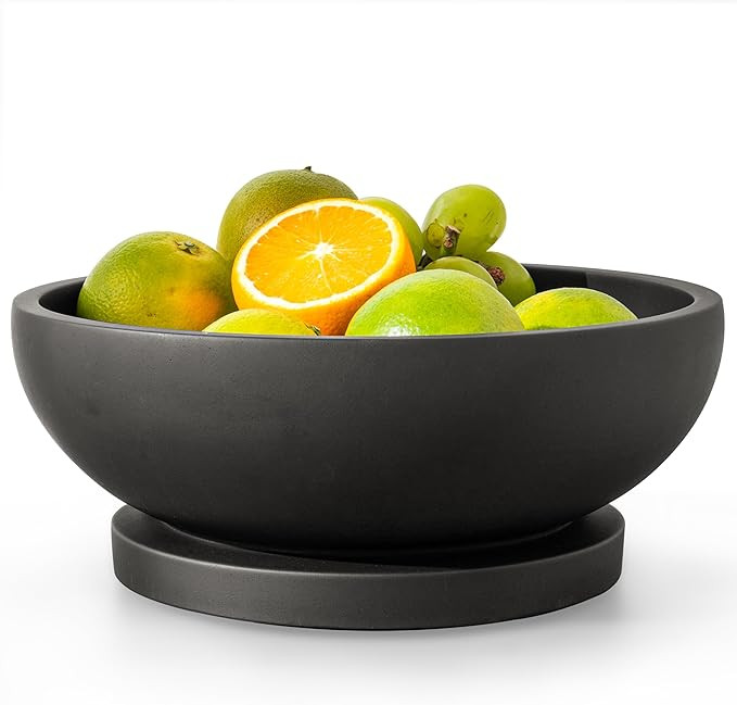 Decorative Concrete Fruit Bowl for Kitchen Counter – Elegant Pedestal Bowl with Smooth Finish f... | Amazon (US)