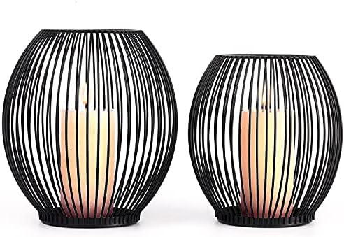 OLEEK Black Candle Holder Metal - Outdoor Candle Holder Set - Candle Pillar Holder - Decorative C... | Amazon (US)