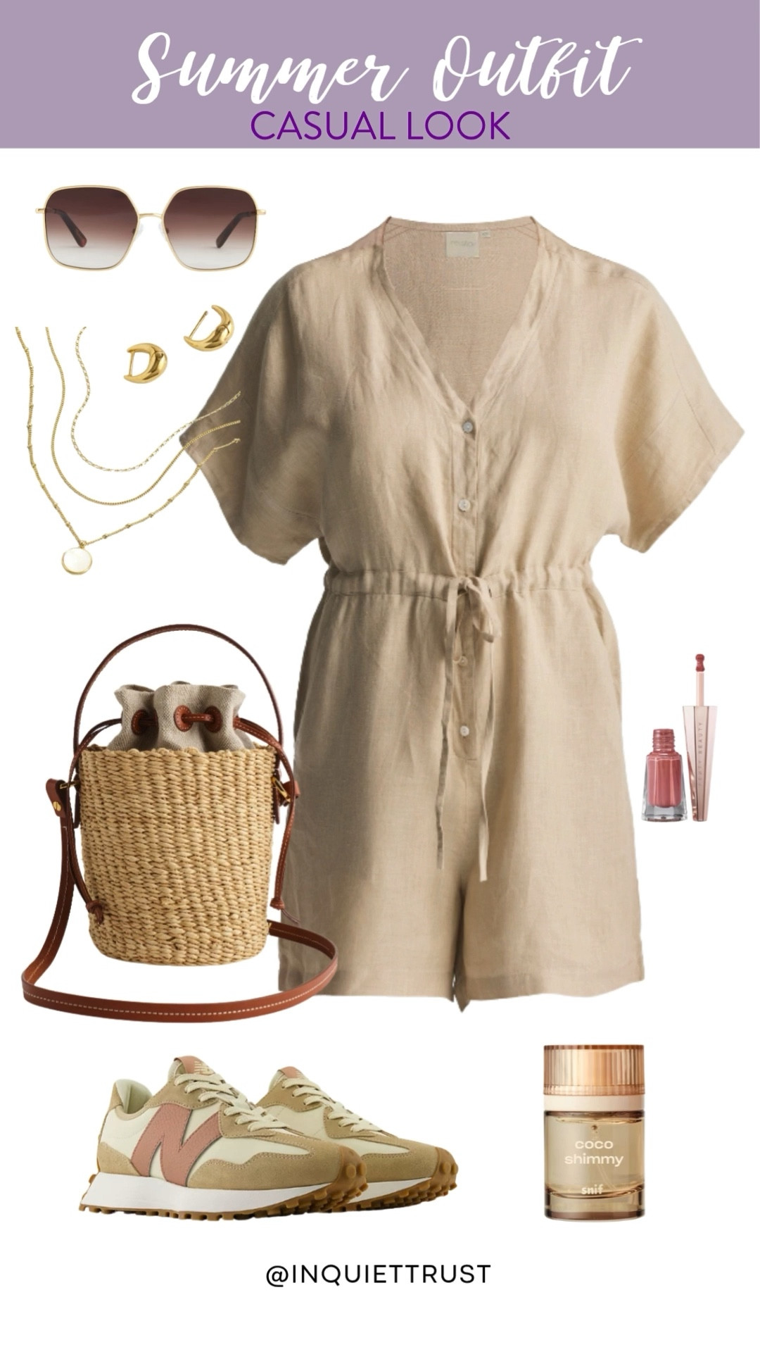Obsessed with the simplicity and charm of this summer look! A breathable linen romper, cute sneaks, and a lovely straw bag make for the perfect relaxed-yet-put-together ensemble. So good for everyday wear!
#neutralstyle #weekendoutfit #vacationwardrobe #summerstyle #newbalance327

#LTKSeasonal #LTKU #LTKStyleTip