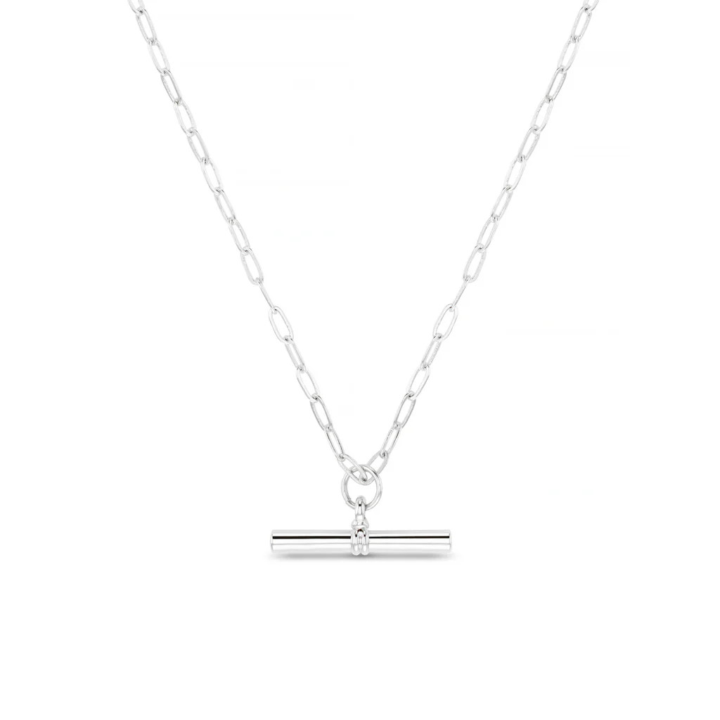 Chunky T-Bar Mid Length Necklace - Silver | Orelia