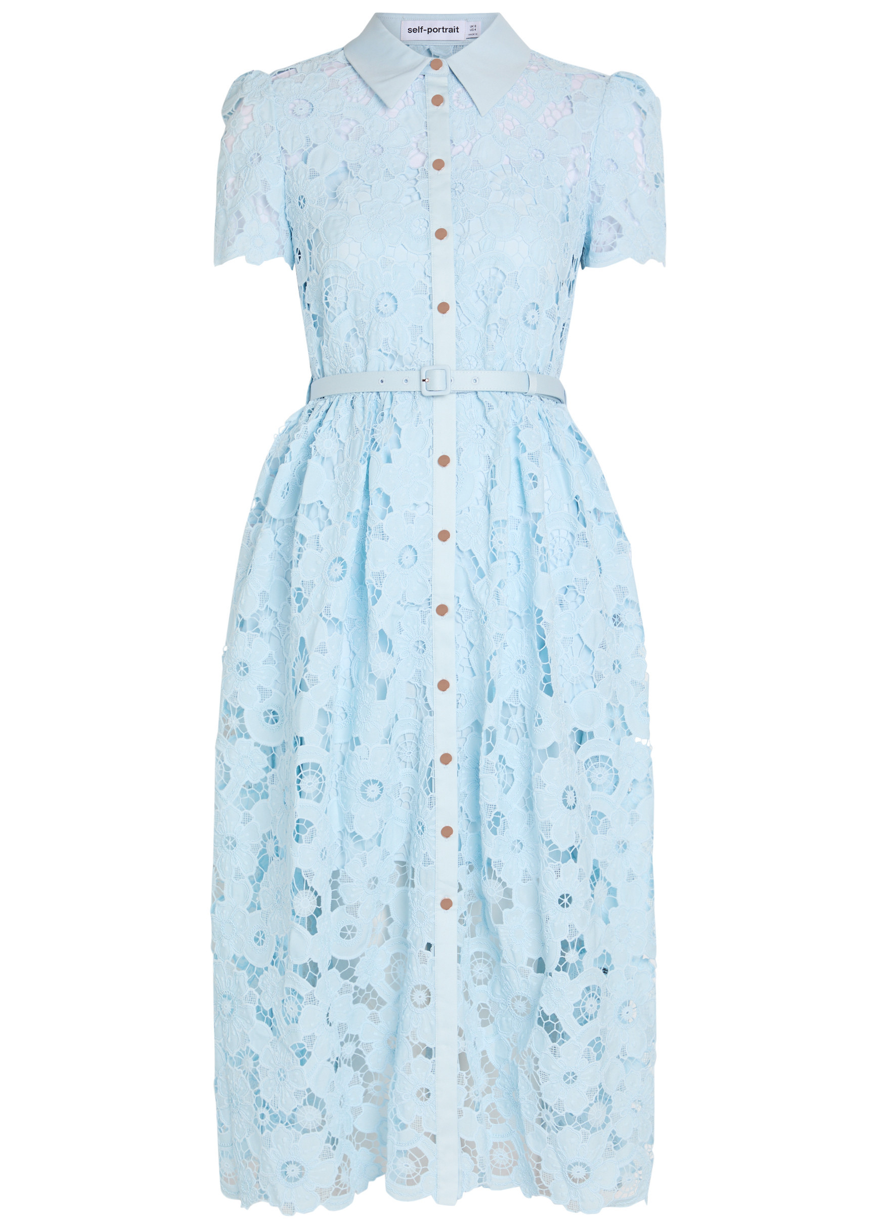 Belted guipure-lace midi shirt dress | Harvey Nichols
