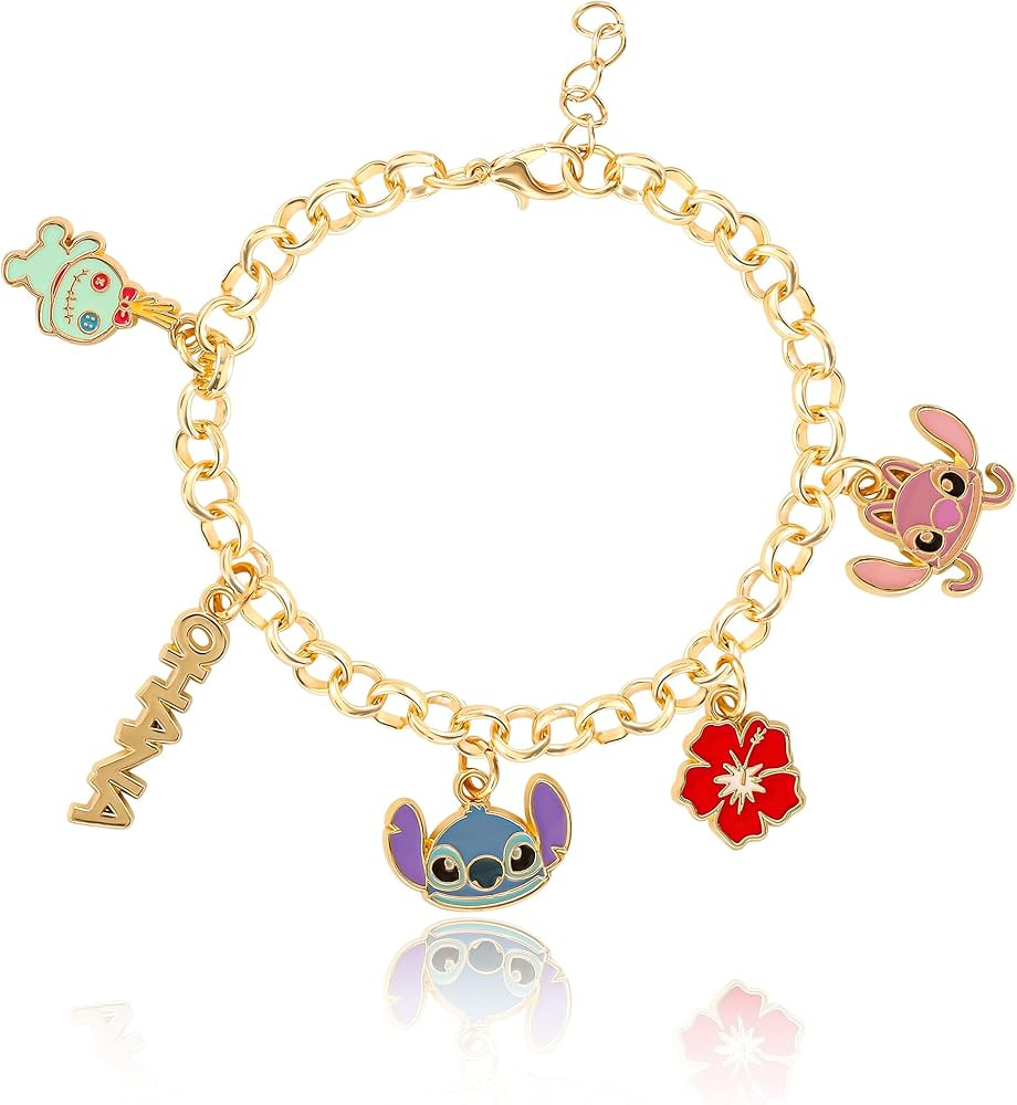 Disney Women’s Stitch Charm Bracelets – Officially Licensed Flash-Plated Fashion Jewelry Stit... | Amazon (US)