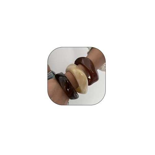 Hewill Resin Acrylic Bangle Bracelet for Women Pink Brown Bracelet Bangle Chunky Stacked Acetate Aid Plastic Bracelets Cuff Wrist Trendy Gift Colorful Gift (B) | Amazon (US)