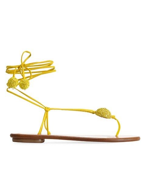 Jackie Ankle-Wrap Embellished Leather Thong Sandals | Saks Fifth Avenue