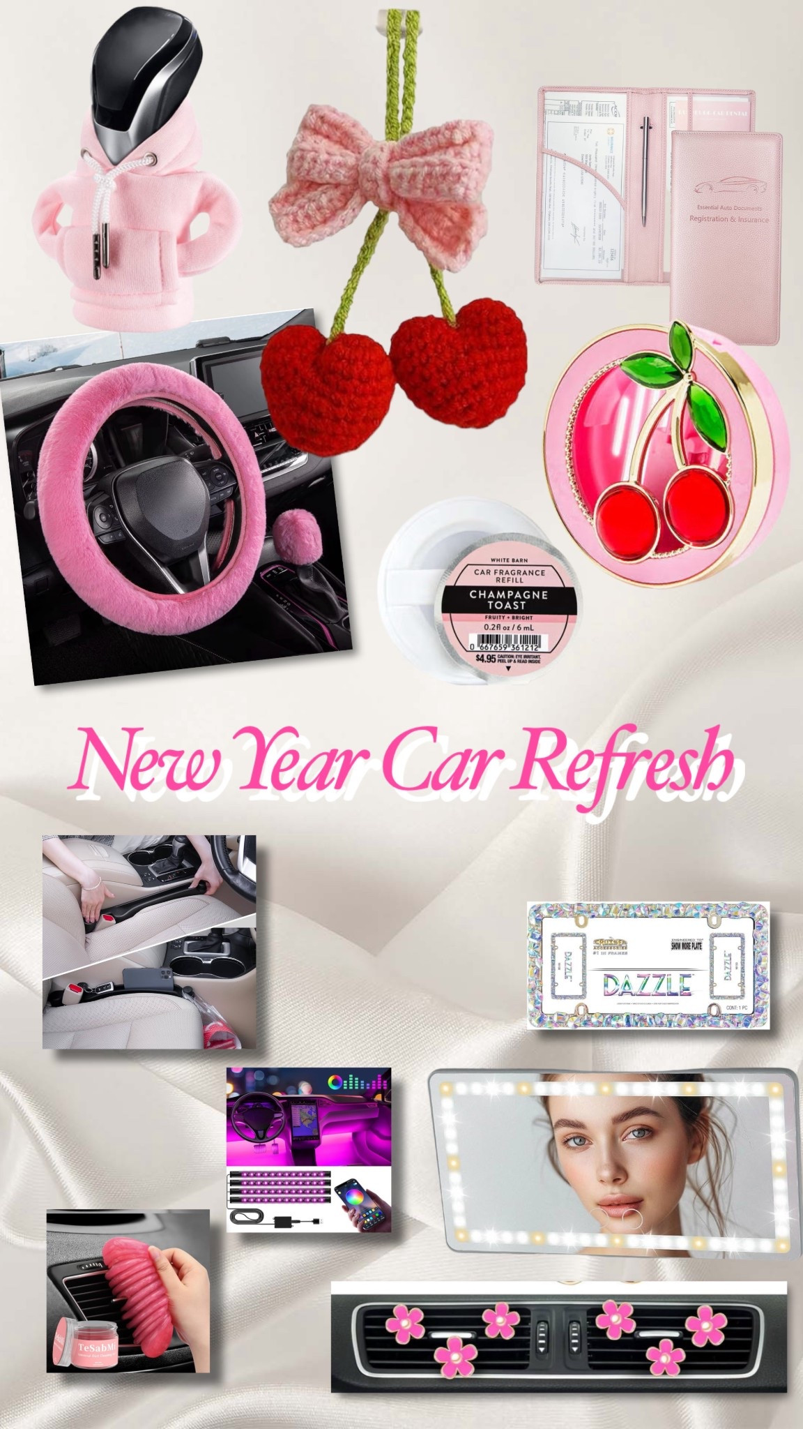 I get so many compliments on my over the top pink fuzzy steering wheel cover! I just added the cherry 🍒 car diffuser this week and it matches perfectly 🩷

#LTKHome #LTKselfcare #LTKdayinmylife