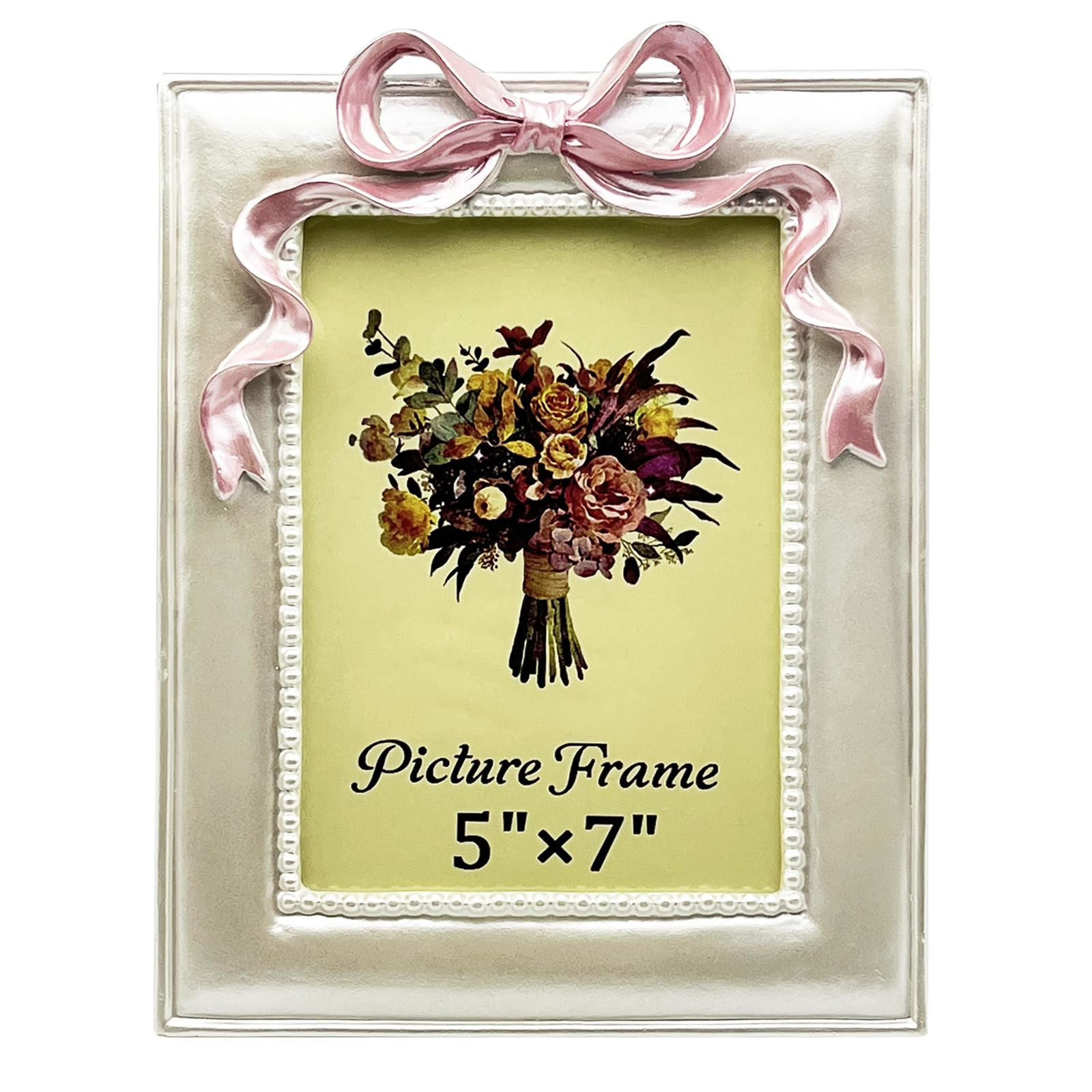 Vintage Picture Frame 5x7 Inch, Ornate Cute Photo Frames with Glass Front, Pink Bow Design, Table... | Amazon (US)