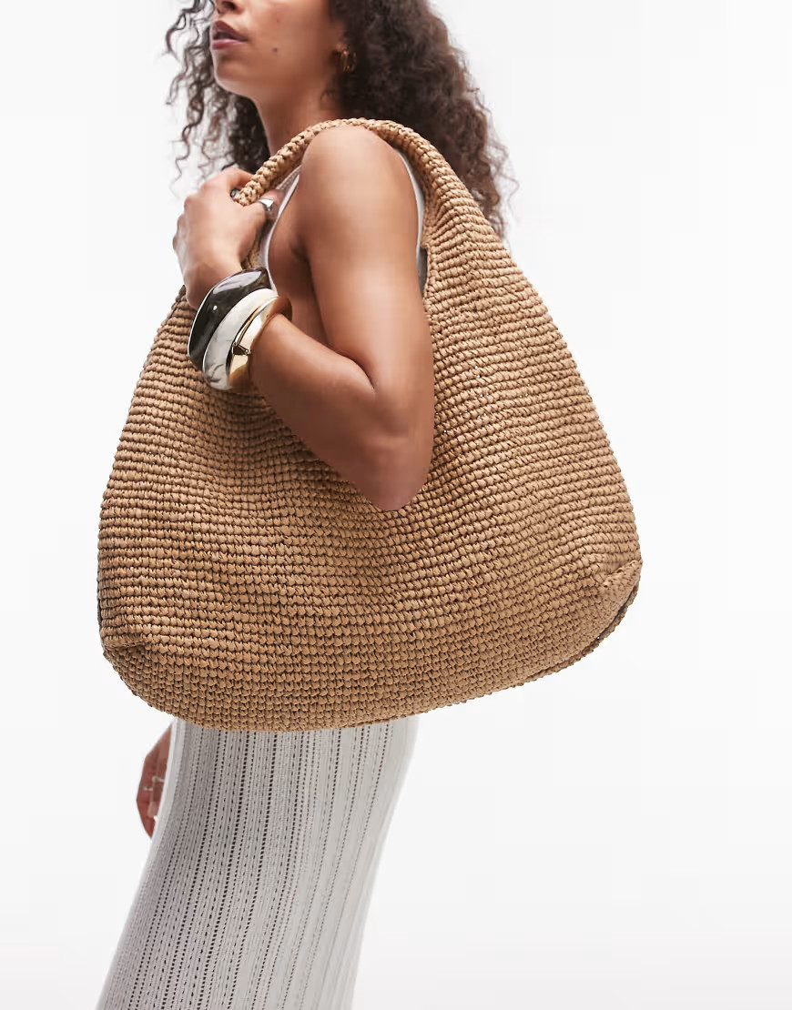 & Other Stories straw round shoulder bag in light beige-Neutral | ASOS (Global)