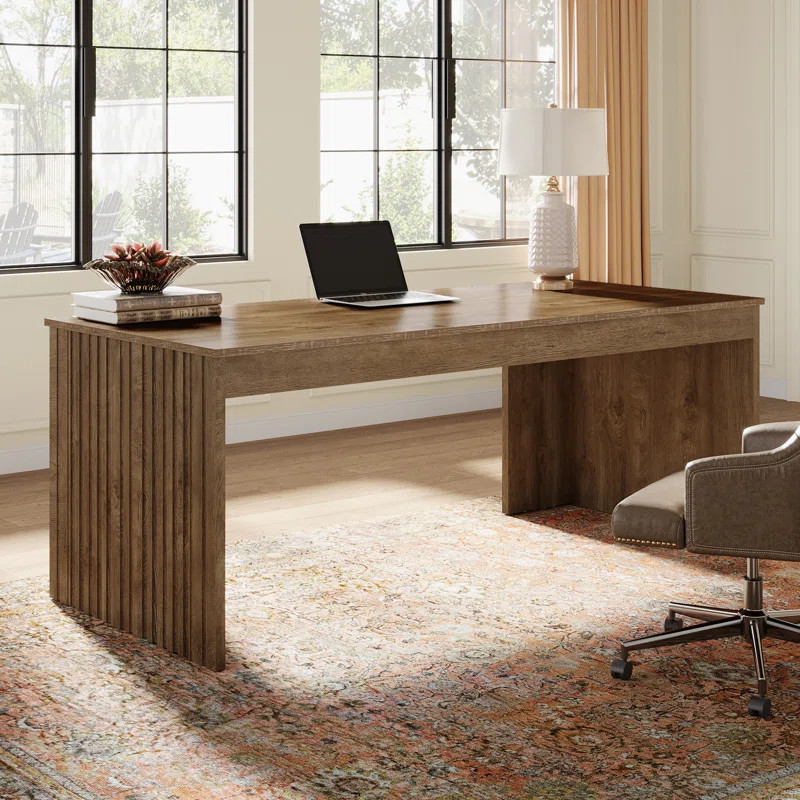 63'' Modern Office Executive Desk, Wood Computer Desk Writing Table, Weathered Oak | Wayfair North America