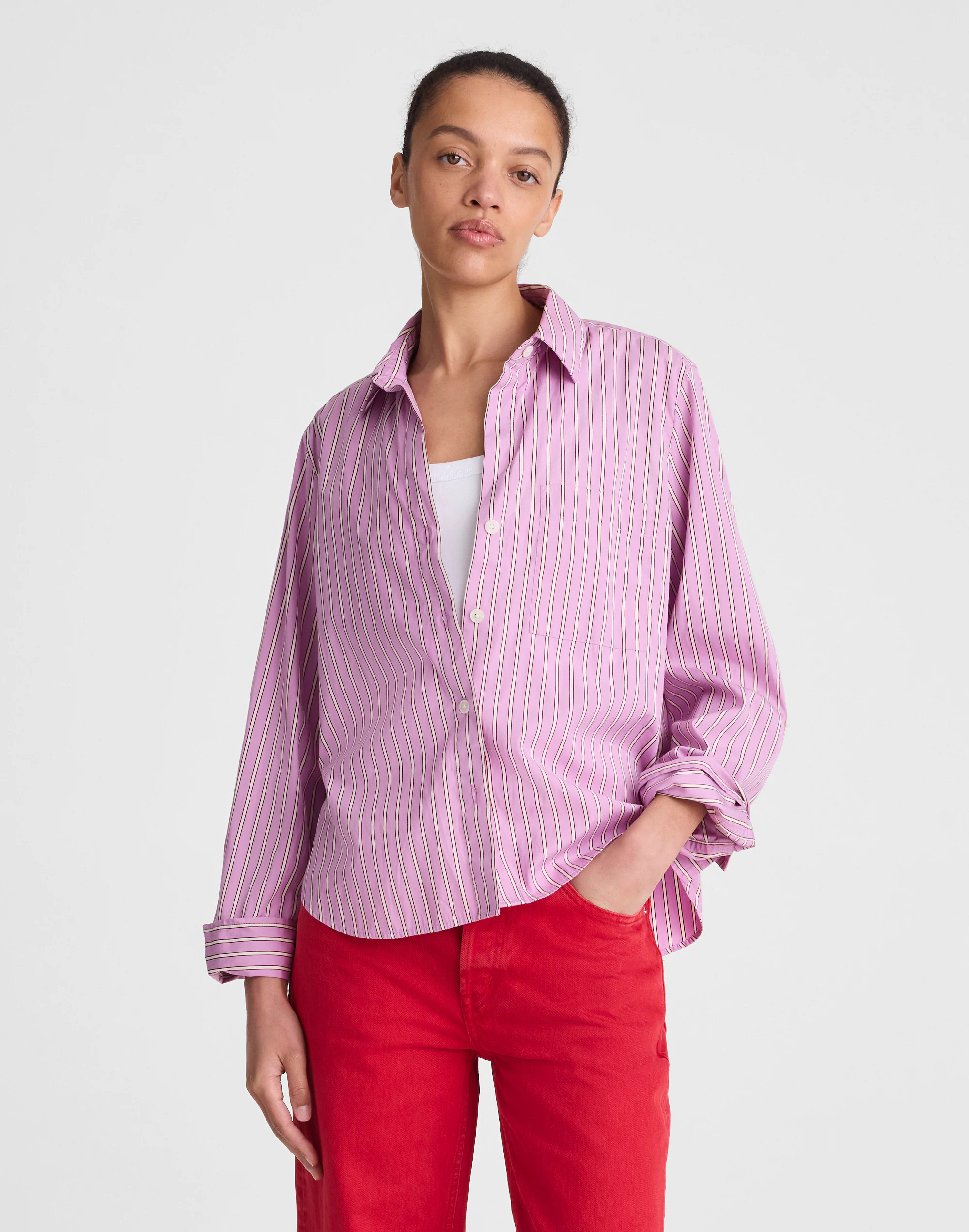 The Signature Y-Neck Shirt in Poplin | Madewell