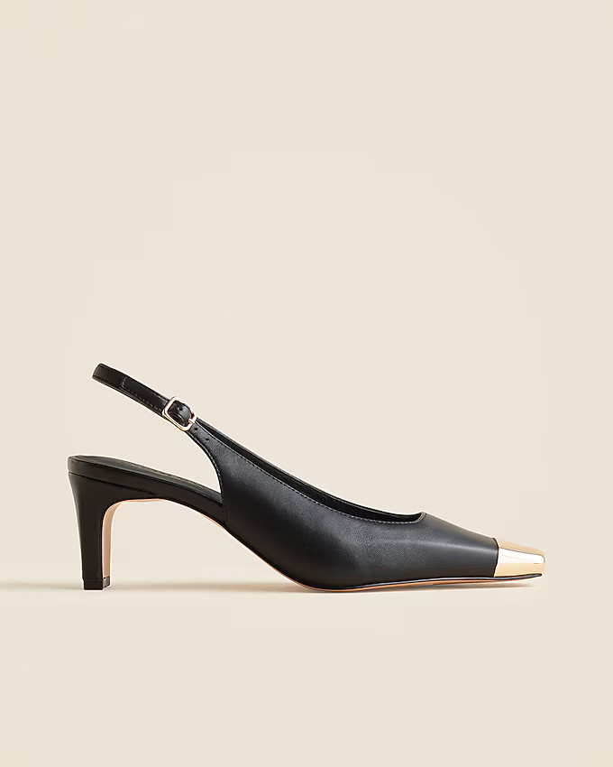 Cap toe slingback pumps in leather | J. Crew US