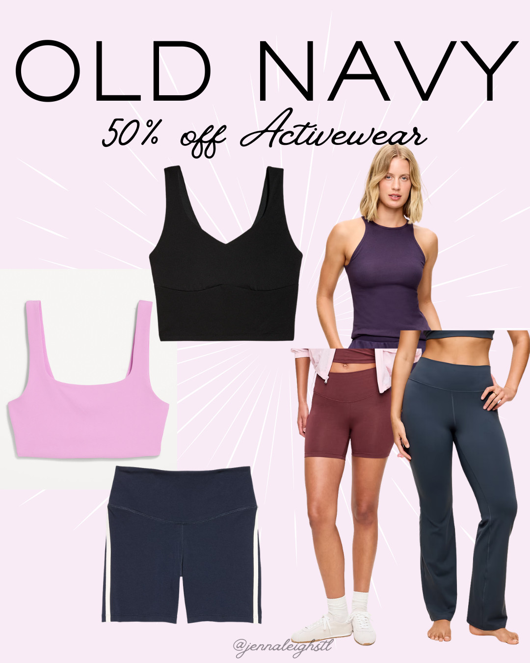 Old Navy is giving us 50% off activewear! Whether you're looking for leggings, bike shorts, sports bras, or workout tops, now is the perfect time to stock up. These deals are too good to pass up if you're refreshing your workout wardrobe. 

 #LTKActive #LTKSaleAlert #LTKMidsize