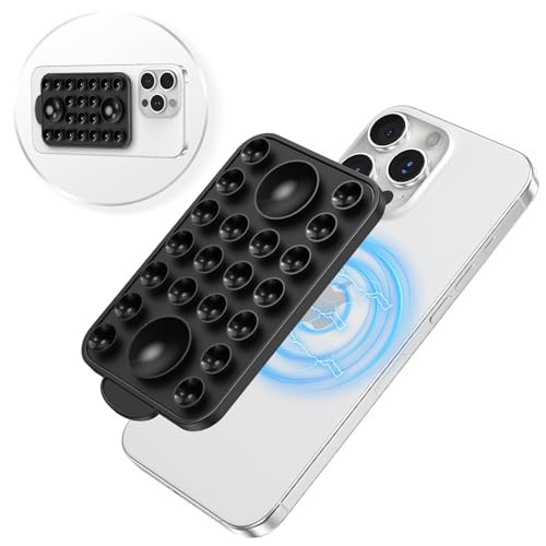 YWXTW Suction Cup for Phone for iPhone Case, Durable Bulk Essential Suction Cup Phone Grip with MagSafe Accessories, for Wireless Charging Instagram Creators Dashboard Girl Teenager Gift, Black | Amazon (US)