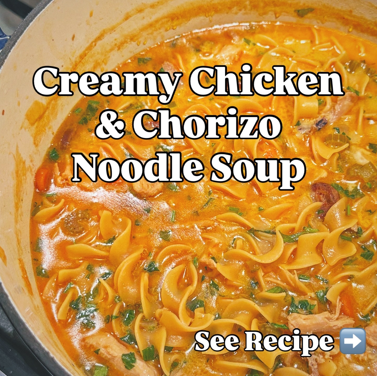 Creamy, cozy, and packed with flavor… this Creamy Chicken & Chorizo Soup is one of those “make it once and crave it forever” recipes. It’s rich, silky, hearty, and that chorizo adds the perfect little kick. Save this for busy weeknights because it disappears fast.

INGREDIENTS
• Shredded rotisserie chicken (or leftover chicken)
• Sliced chorizo
• Wide egg noodles
• Chicken broth
• Heavy cream
• Butter
• Flour
• Chopped onion
• Minced garlic
• Celery 
• Carrots 
• Salt and pepper
• Italian seasoning
• 2 packages Sazon seasoning from @goyafoods 
• Parsley or green onions for topping

STEP BY STEP
	1.	Heat olive oil in a pot, add sliced chorizo, and cook until lightly crisped. Remove and set aside.
	2.	In the same pot, melt butter and sauté onion (plus celery and carrots if using) until soft, then add garlic.
	3.	Sprinkle in flour and stir to form a roux. Slowly whisk in chicken broth until smooth and creamy.
	4.	Add shredded chicken, Italian seasoning, salt, and pepper. Bring to a gentle simmer.
	5.	Stir in egg noodles and cook until tender.
	6.	Pour in heavy cream, add the chorizo back in, and let everything come together until silky and thick.
	7.	Top with parsley or green onions and serve hot.

This is comfort food energy in a bowl. Comment SOUP if you want the printable recipe.

#easyrecipes #weeknightdinner #dinnerideas #comfortfood #souprecipe